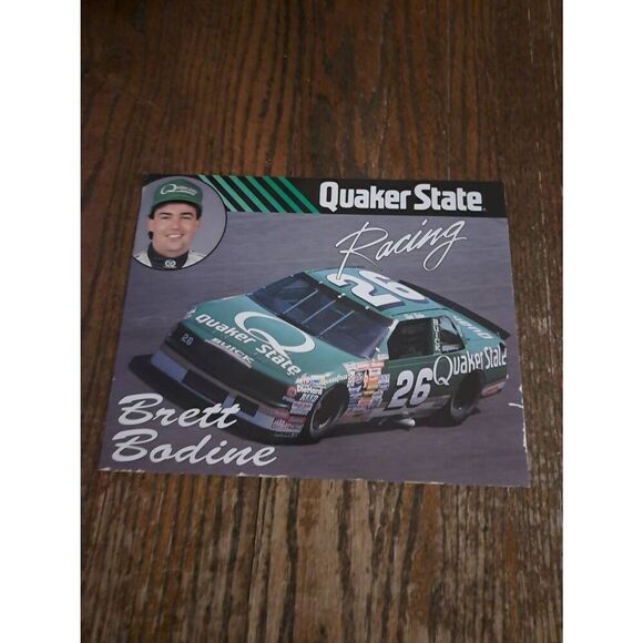 VTG 1990 Brett Bodine Quaker State Racing Driver Card NASCAR King Racing Buick - Picture 1 of 3